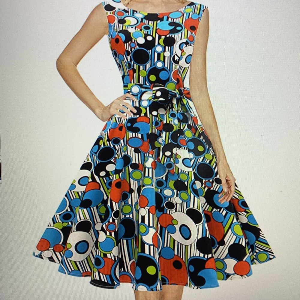🔵🟣🟢 Dress - Fit ‘n Flare - Sleeveless - Size 12 - Picture 5 of 6